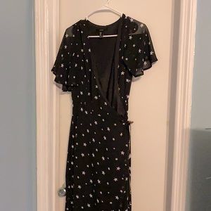 Star Printed Wrap Dress